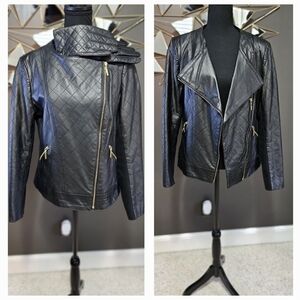 IMAN Global Chic Leather Jacket with Matching Driving Gloves